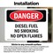 Signmission Diesel Fuel No Smoking No Open Flames Danger Sign, Vinyl Decal, 7in W x 5in L, 2PK OS-2PACK-DS-D-57-L-2364 - alternate 6